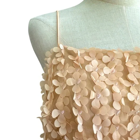 Anthropologie 3D Floral Embellished Peach Mini Dress Size Medium New With Tags - Picture 5 of 10